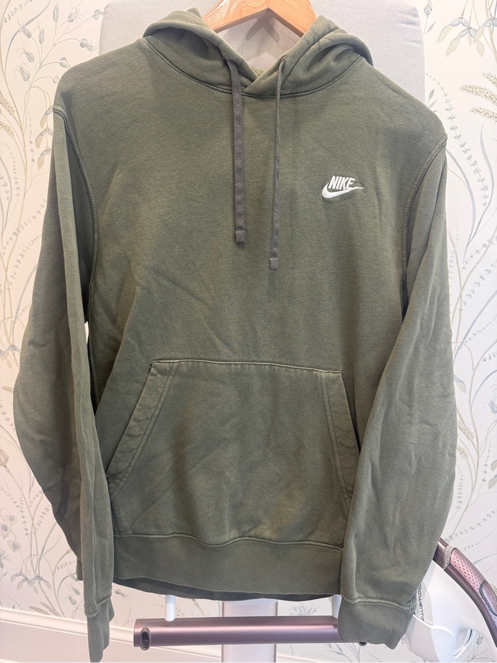 Nike Olive Green Pullover Hoodie with White Logo